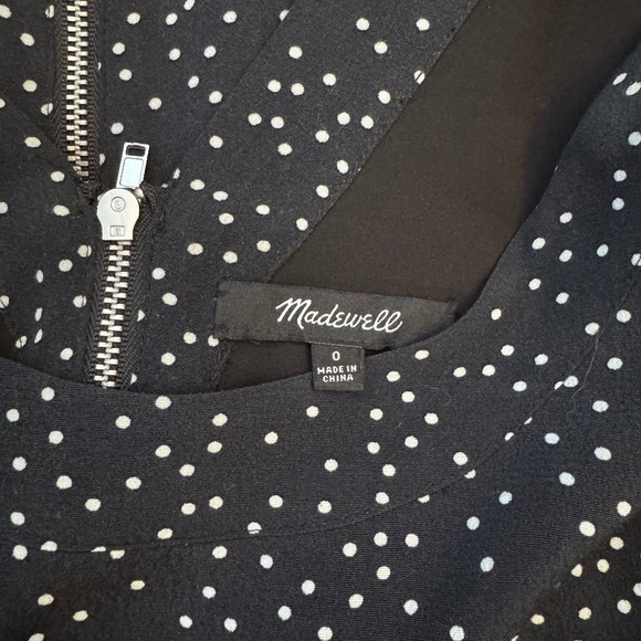 Madewell Polka Dot, Zipper, Deep V-back Shift Dress SZ 0 - Picture 4 of 4